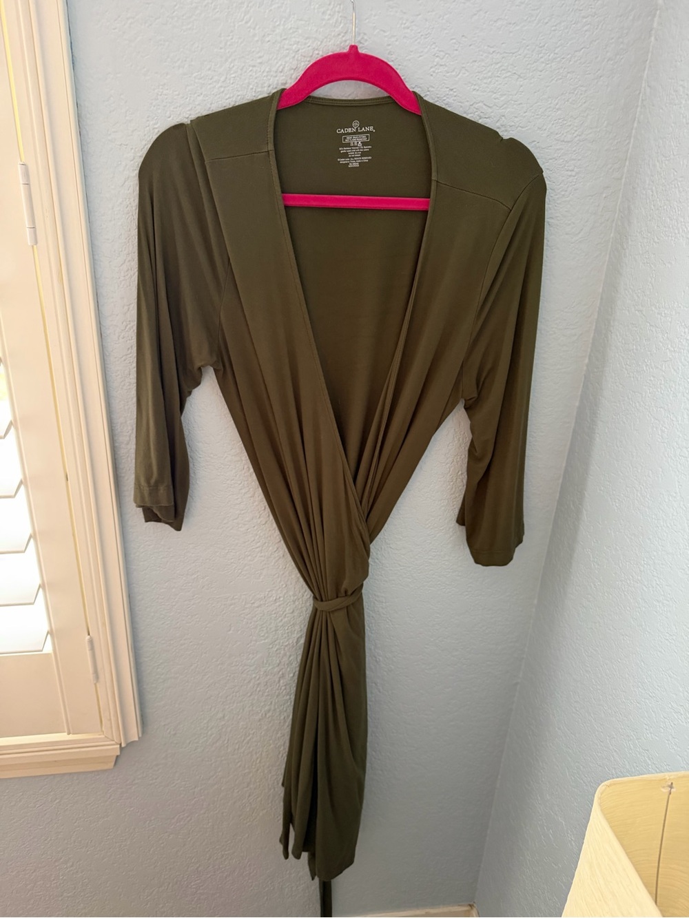 Caden Lane Bamboo Knit Maternity Robe Solid Olive